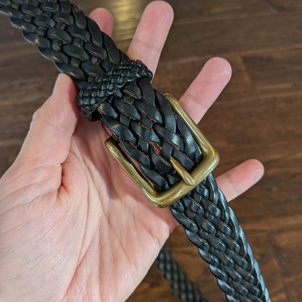 Red Wing Shoes Black Braided Leather Belt Size 38 - Picture 2 of 5